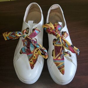 Jennifer Tattanelli Women's Leather Sneakers, Nappa White, size 6.5 US/ 37 EU